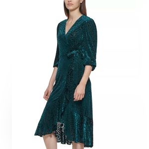 Calvin Klein Women's Animal-Print Velvet Burnout holiday  Dress